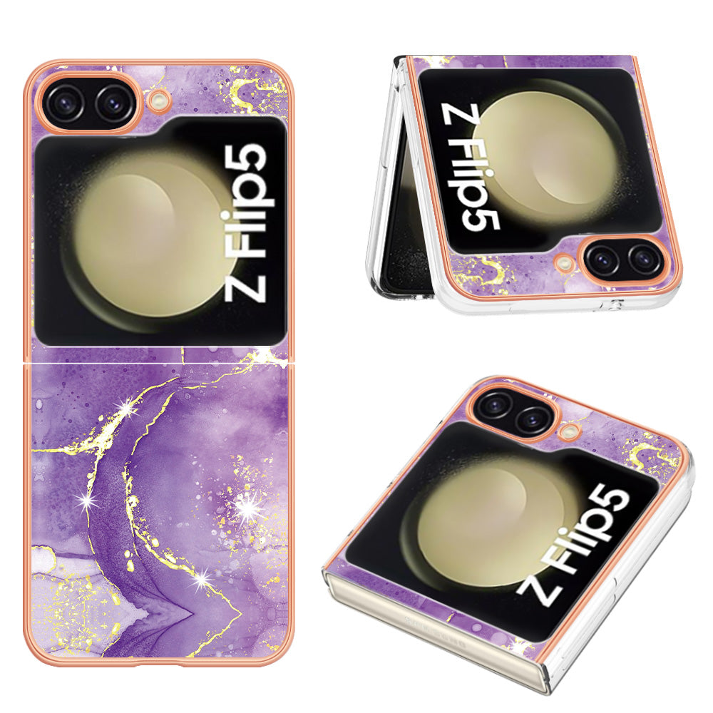 YB IMD Series-2 Electroplated Edge Phone Case for Samsung Galaxy Z Flip5 5G Soft TPU Marble Pattern IMD Cover YB IMD Series-2 Electroplated Edge Phone Case for Samsung Galaxy Z Flip5 5G Soft TPU Marble Pattern IMD Cover